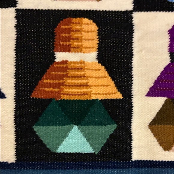 Peruvian Wool Colorful Geometric Patterned Rug - Picture 7 of 9